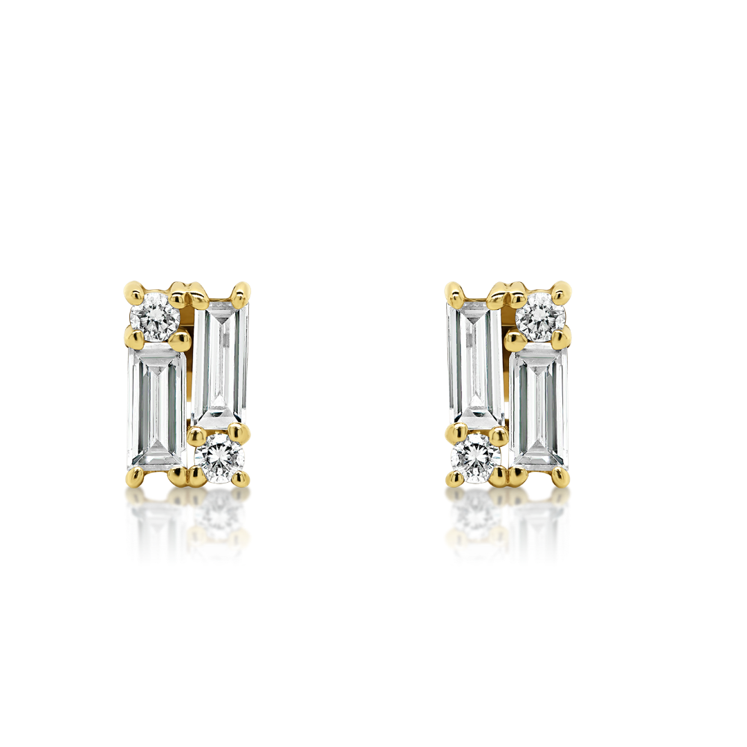 cercei din aur galben de 18K cu Diamante naturale  2