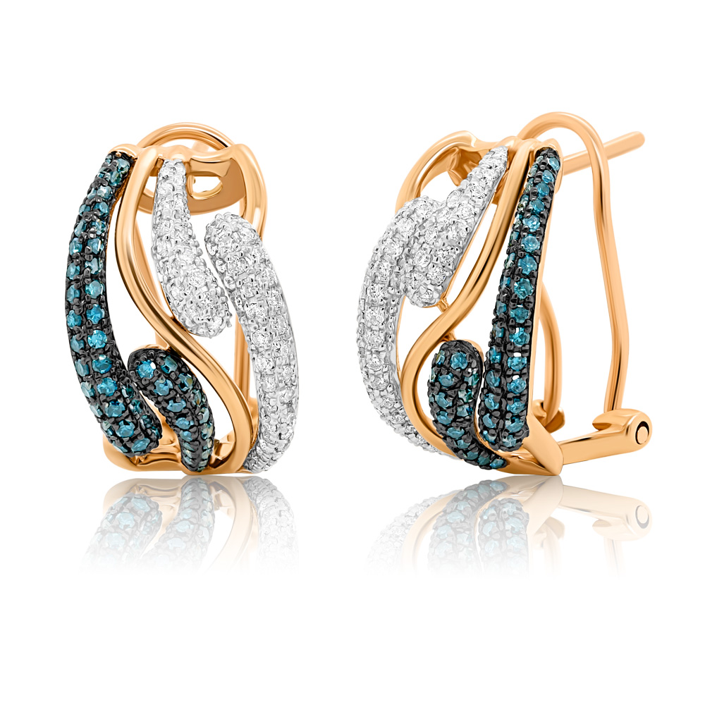 cercei din aur roz de 14K cu Diamante  