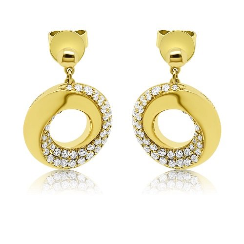 cercei din aur galben de 14K cu Diamante  