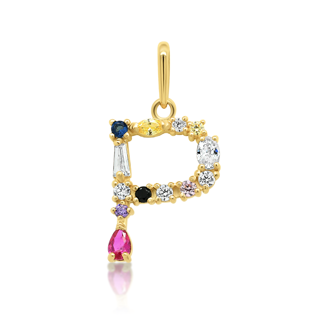 pandantiv litera P din aur galben de 14K  