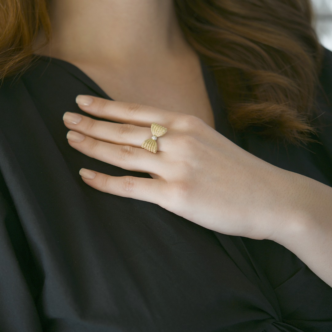 inel din aur galben de 14K cu Diamante naturale  2