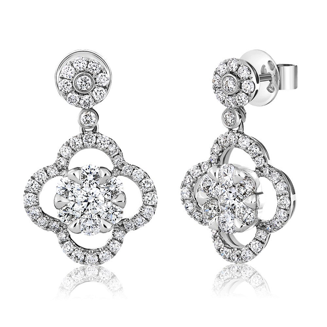 Cercei din aur alb de 18K cu Diamante naturale