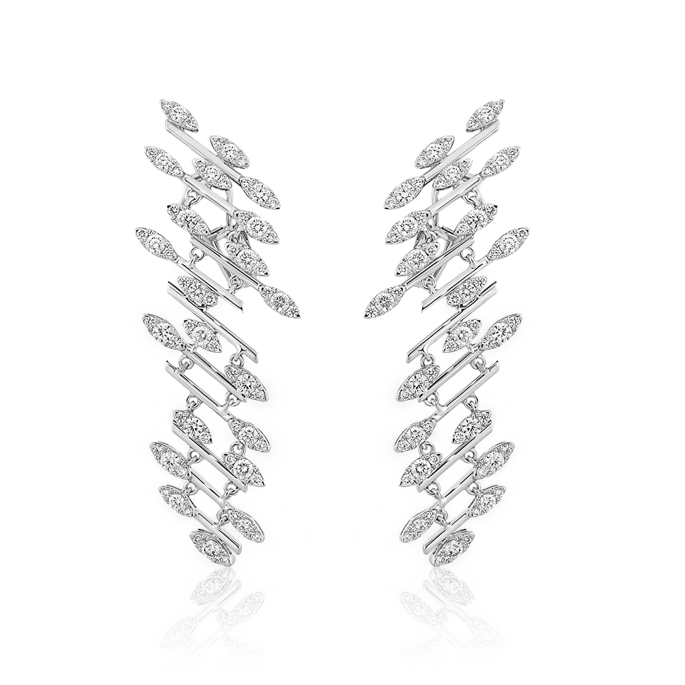 Cercei din aur alb de 18K cu Diamante naturale