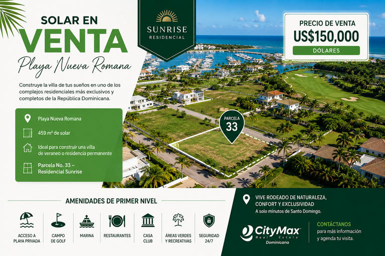 Terreno en venta en Playa nueva Romana