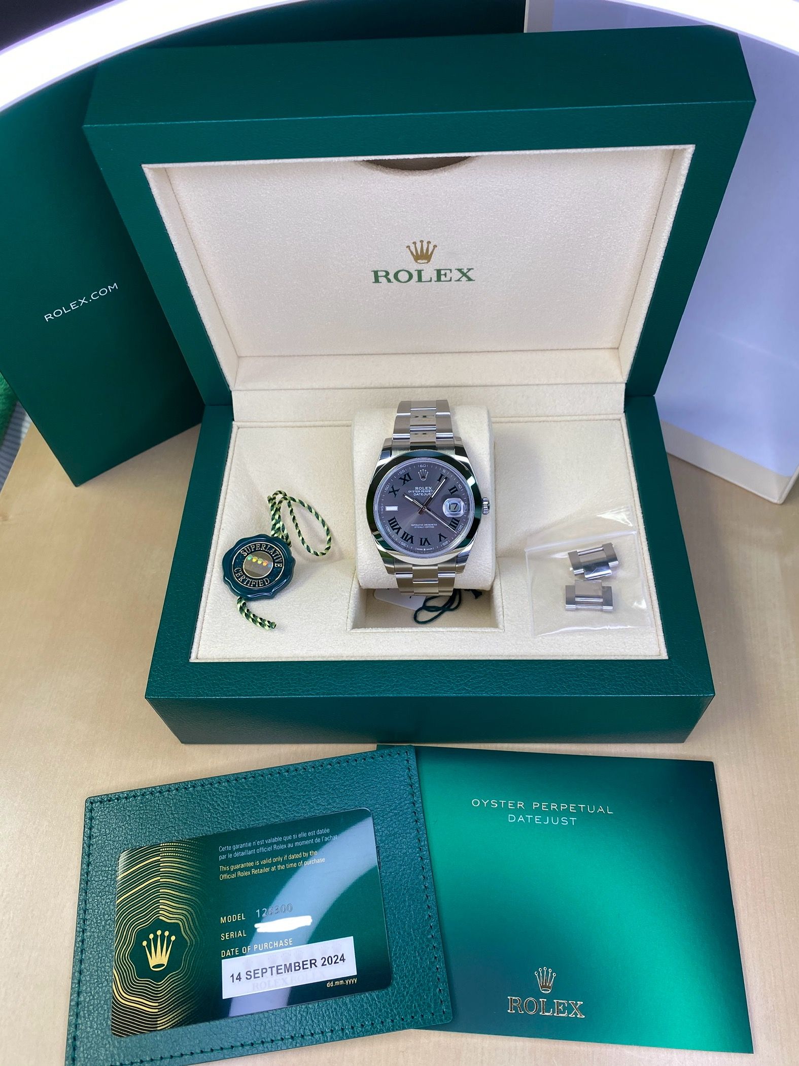 Rolex Datejust 41MM Wimbledon Dial � Ref 126300 (2024 COMPLETE SET)