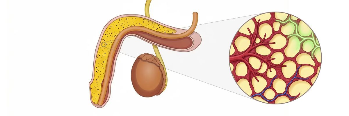 Illustration of the brain sending a nerve signal down to the penis