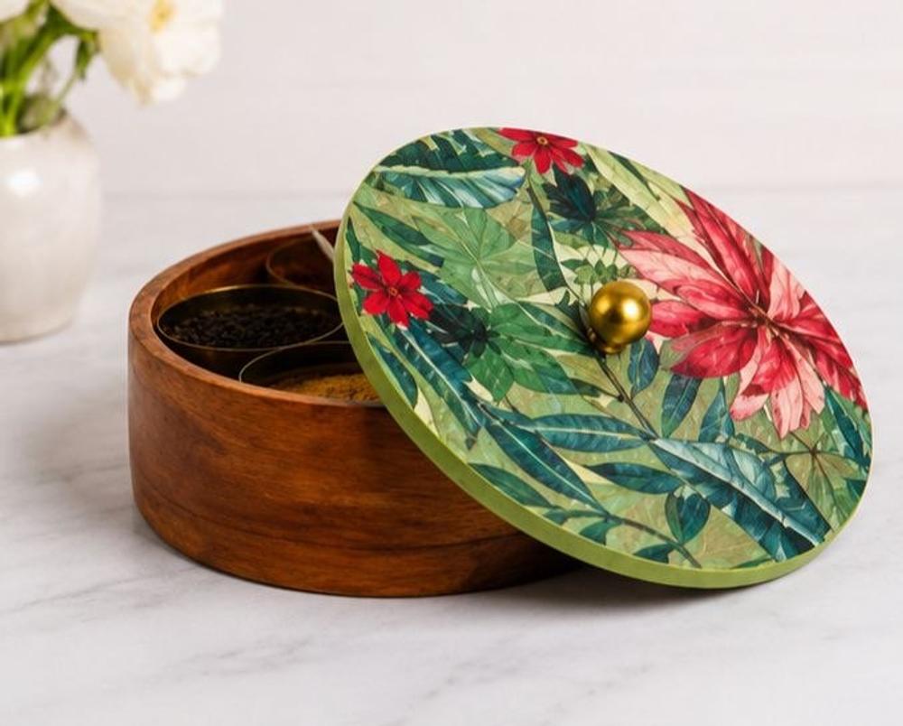 Handpainted & Printed Metal Spice Box