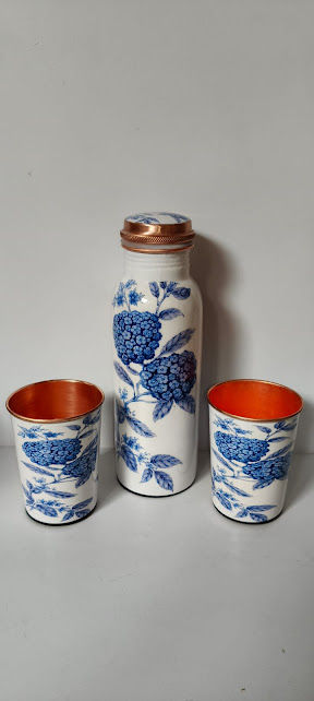 Copper Bottle with Two Cups Gift Set