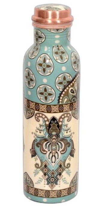 Handpainted Copper Bottle & Tumbler Set