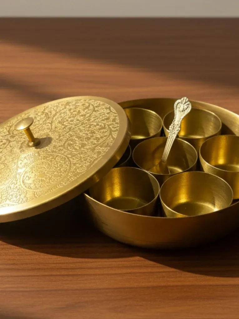 Handcrafted Brass Masala Box