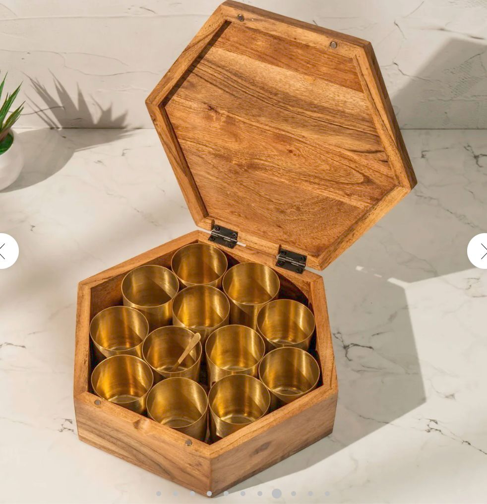 Hexagonal Handpainted Wooden Dry Fruit Box