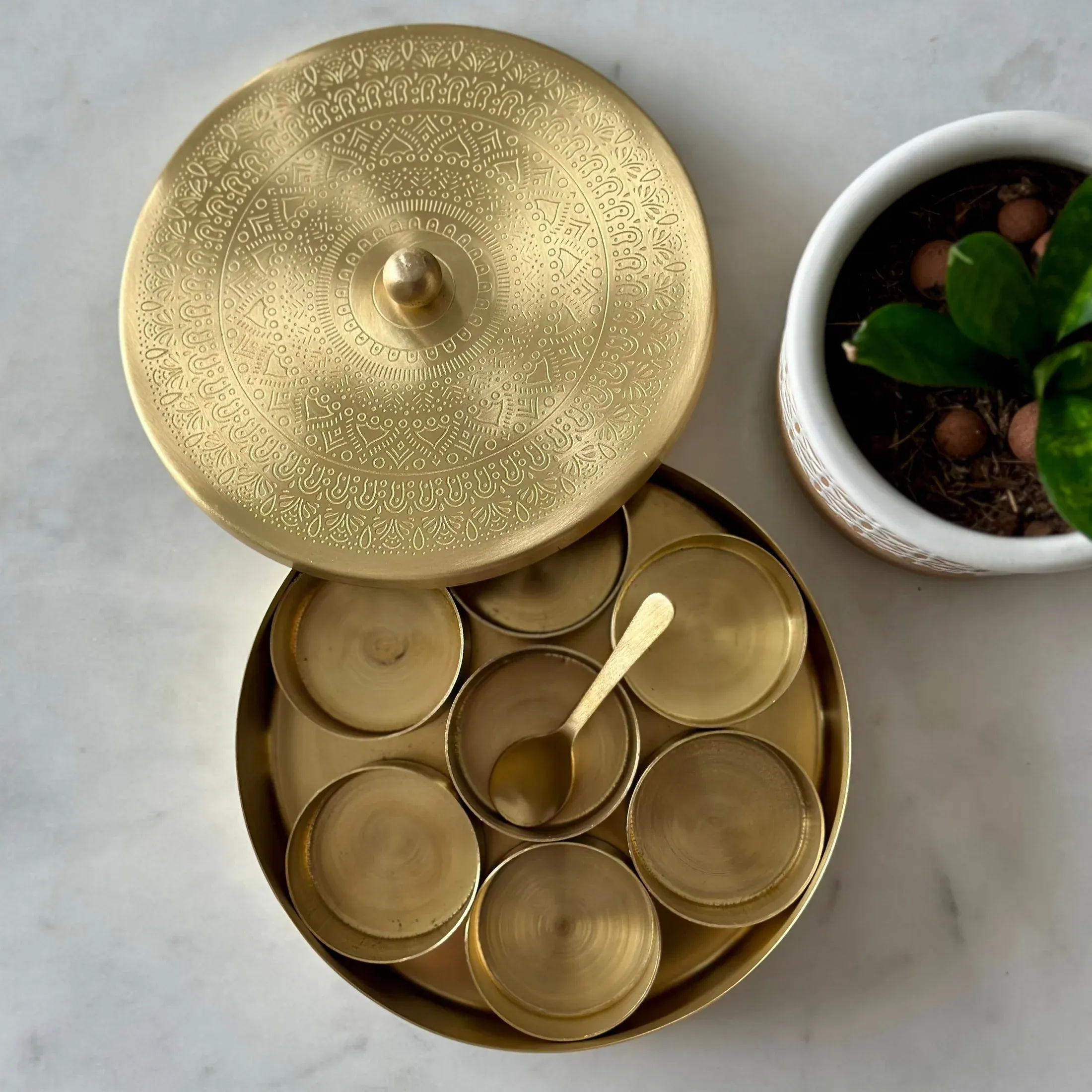 Handcrafted Brass Masala Box