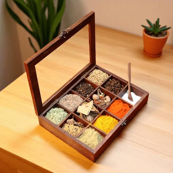 Handcrafted Wooden Masala Box