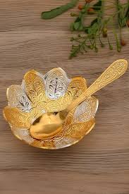 German Silver Single Bowl with Spoon Best for Wedding Return Gift. in Velvet Gift Box.