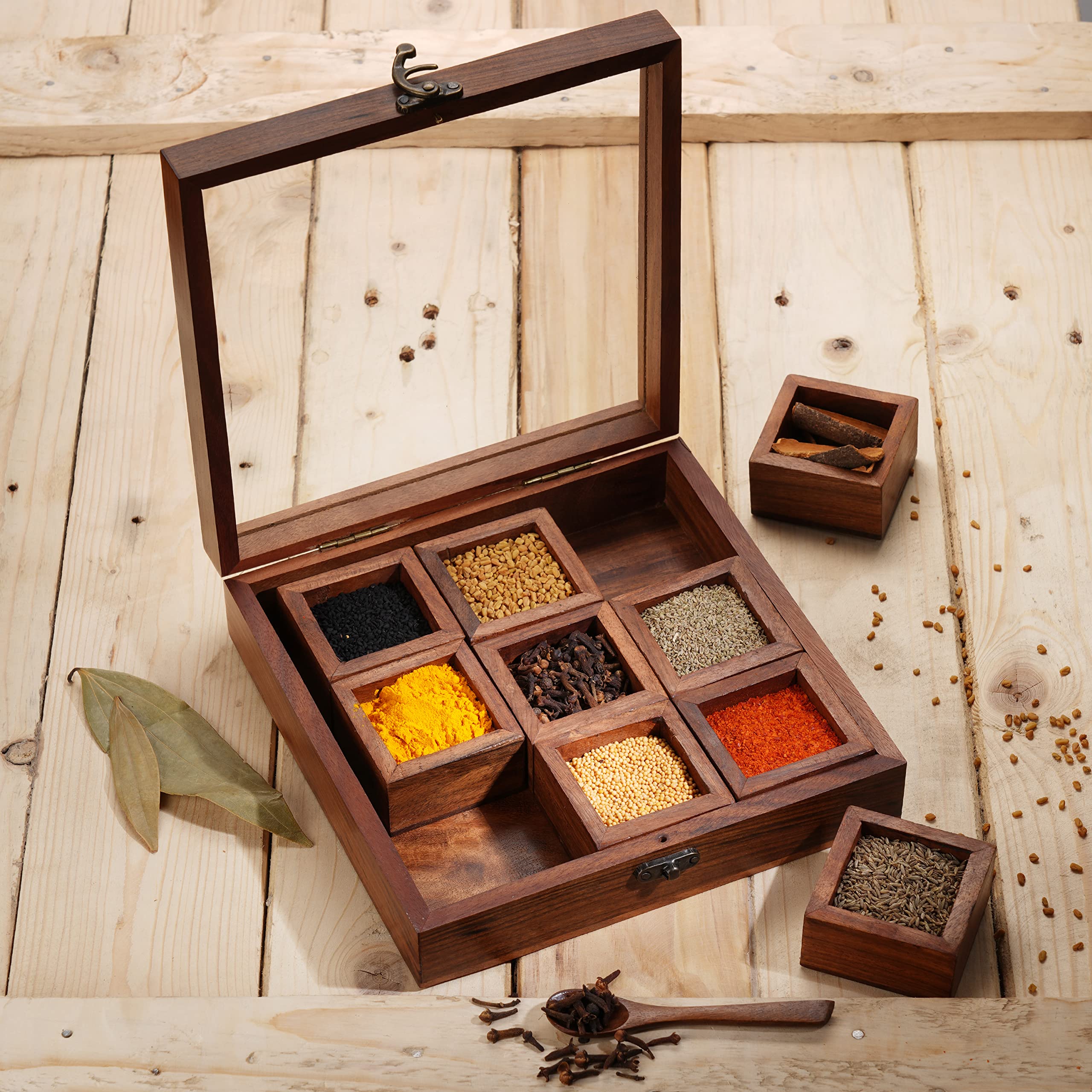 Handcrafted Wooden Masala Box