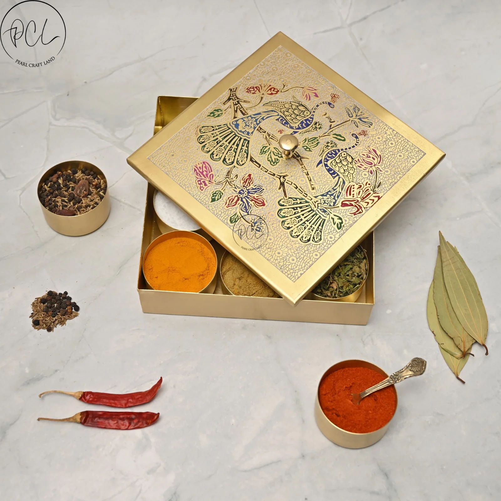 Handcrafted Brass Masala Box