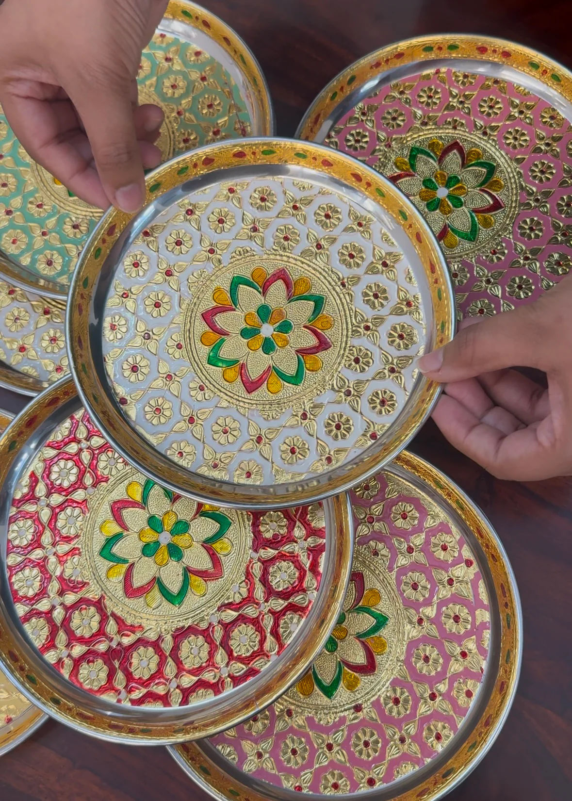 Artisanal Handpainted Pooja Thali Set