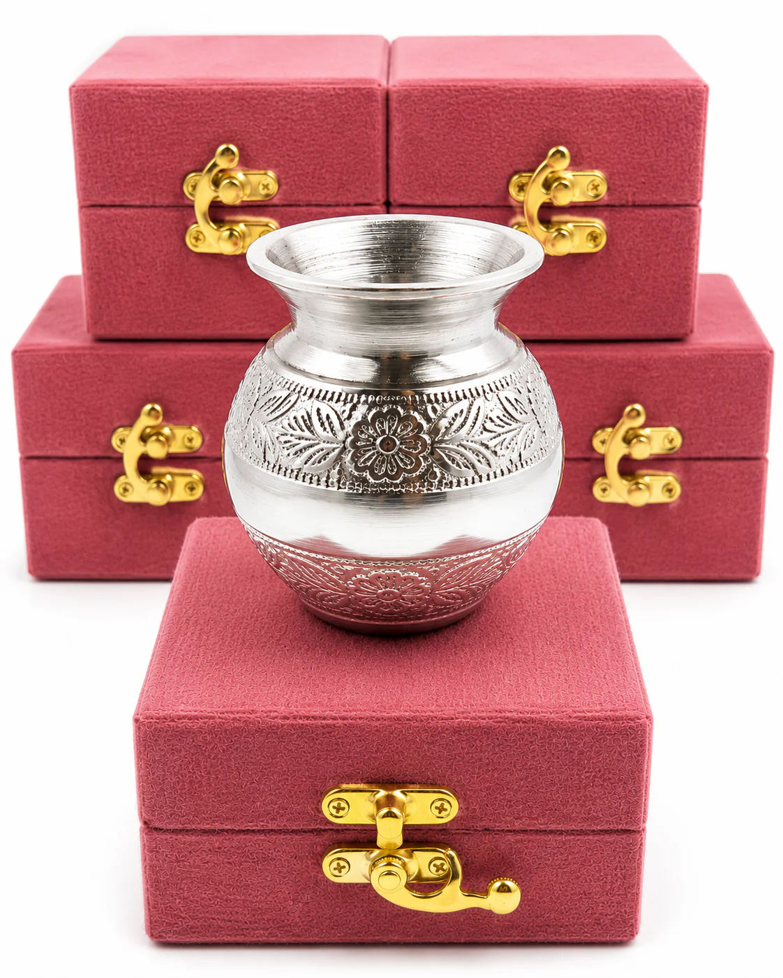 German Silver Naqqashi Diya with Premium Suede Box | Pooja Gift | Festive Return Gift