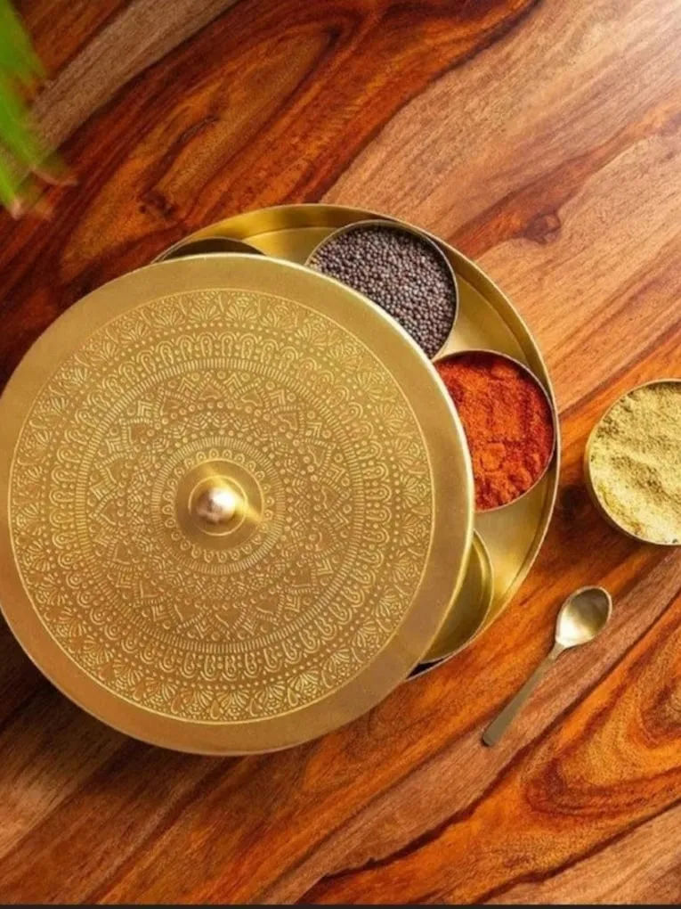 Handcrafted Brass Masala Box