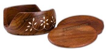 Artisanal Handpainted Wooden Tea Coasters Set