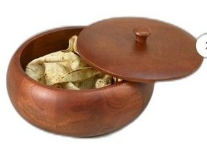 Hand-Carved Wooden Tableware Bowl with Lid
