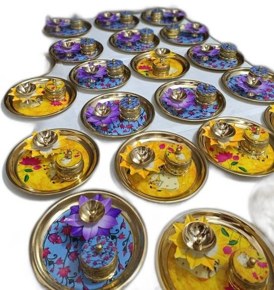 Vibrant Handpainted Floral Serving Platters Set