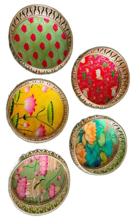 Artisanal Handpainted Wooden Tea Coasters Set