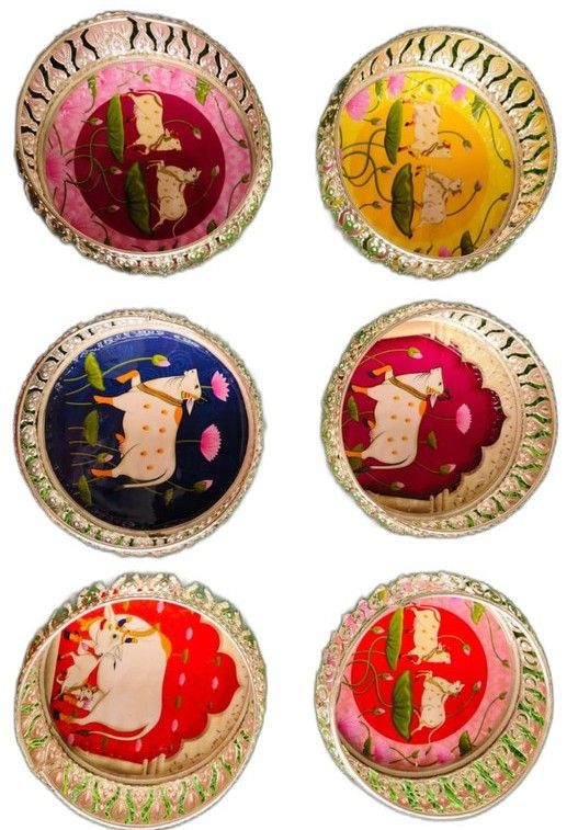 Artisanal Handpainted Wooden Tea Coasters Set