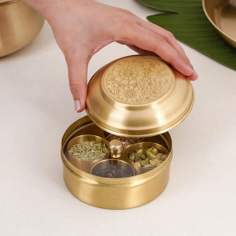 Handcrafted Brass Masala Box