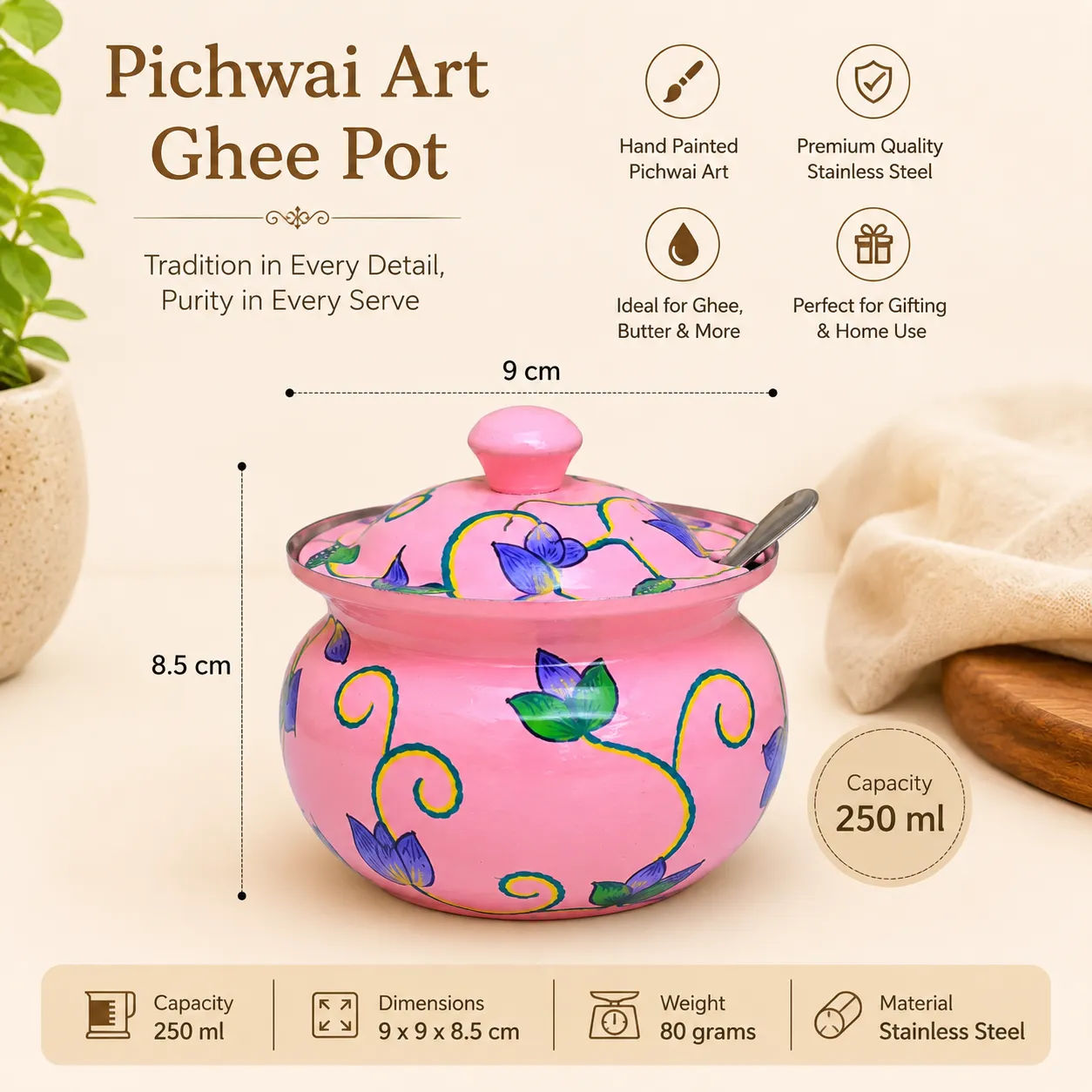 Traditional Handpainted Ghee Pot