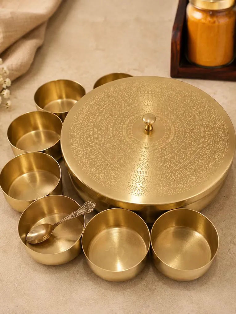 Handcrafted Brass Masala Box