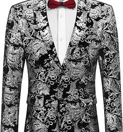 Ofertas de 60%Code+10%Coupon  COOFANDY Mens Floral Tuxedo Suit Jacket