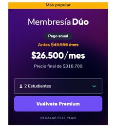 Ofertas de Crehana premium por $26.500 pesos al mes