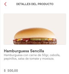 Ofertas de Hamburguesa Sencilla Mc Donalds iFood :)