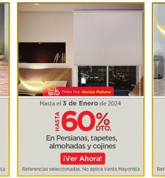 Ofertas de Hasta 60% en Persianas, Tapetes, Almohadas y Cojines