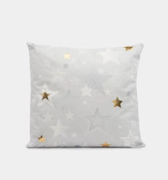 Ofertas de COJÍN CON ESTRELLAS GRISES Y DORADAS DE 45 X 45 CM