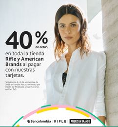 Ofertas de 40% de descuento en las tiendas Rifle y American Brands 