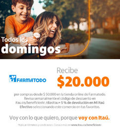 Ofertas de Domingo Itaú $20.000 de Regalo en Farmatodo 