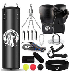 Ofertas de  Vkahaak Saco de Boxeo 4FT sin Relleno con Guantes 12OZ, Negro-PU08 - ¡Aplicar Cupón!