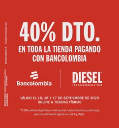 Ofertas de Diesel - Hasta 40% de descuento Pagando con Bancolombia 