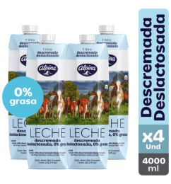 Ofertas de Leche Descremada Deslactosada Alpina X4 Und Caja 1000 Ml