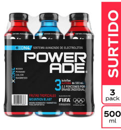 Ofertas de Bebida hidratante Powerade sabor surtido pet 500ml x3 unds