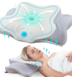 Ofertas de DONAMA Almohada cervical para aliviar el dolor de cuello, espuma viscoelástica de contorno