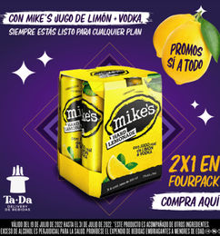 Ofertas de 16  Mike's Hard Lemonade lata 355ml + Cupón 30% de Descuento TaDa 