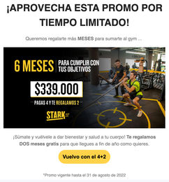 Ofertas de Paga 4 meses y recibe 6 en STARK GYM