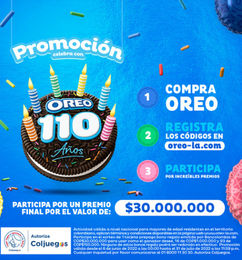 Ofertas de Celebra con Oreo 110 años - Promoción Oreo 2022 GANA $30.000.000 MILLONES