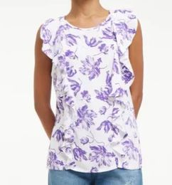 Ofertas de Blusa Mujer Arandelas Flores Moradas