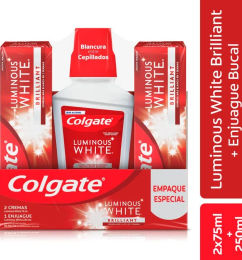 Ofertas de Crema Dental Colgate Luminous White 2Und X 75Ml + Enjuague Bucal 1Und X 250Ml