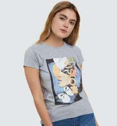 Ofertas de Camiseta para mujer con estampado color gris