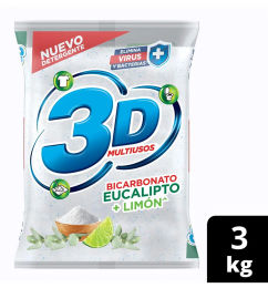 Ofertas de Detergente 3D multiusos polvo bicarbonato y eucalipto + limón x3kg